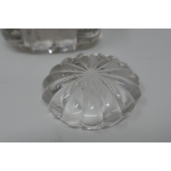 Vintage Heavy Crystal Glass Inkwell Paperweight with Glass Lid - Picture 8 of 12